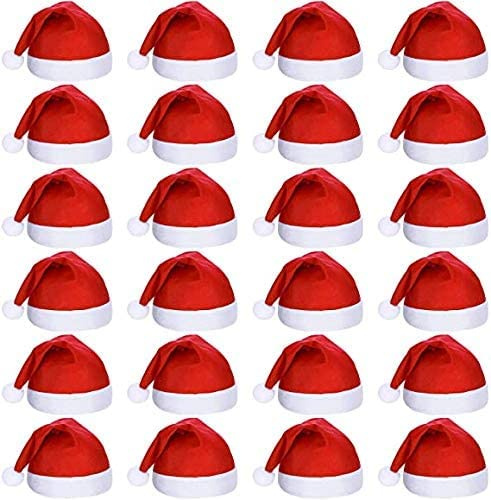 Generisch 24 Sombrero de Papá Noel de Tela No Tejida, Gorro de Navidad para Niños y Adultos