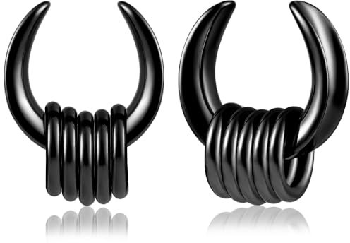DOEARKO Flesh Tunnel Dilatatore Orecchio in Acciaio Inossidabile Calibri per Orecchie Double Flared Seashell Tunnel Ear Stretching Piercing Corpo Gioielli per Uomini e Donne (Nero, 10MM)