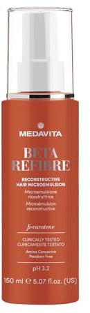 Medavita | Beta Refibre Microemulsione Ricostruttrice per Capelli 150 ml, Spray Ristrutturante e Protettivo, Senza Risciacquo, Made in Italy