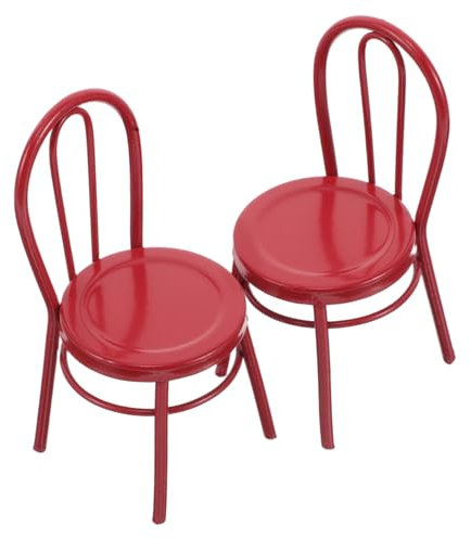 SUPVOX Accesorios De Casa De Muñecas 2 Sillas Miniatura De Metal Muebles De Cocina 1:12 Decoración DIY