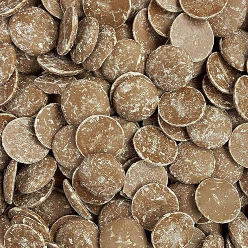 Pistoles de chocolat Noir, Lait, Lait-Caramel ou Blanc de qualité professionnelle pour préparation maison, patisserie, gâteau, fontaines de chocolat (400g, Chocolat Lait-Caramel)