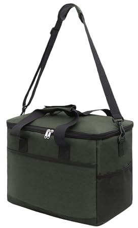 ZGFHLI Picnic Basket Cooler Bag, Shopping Basket Thermo Bag for on The Go, Outdoor Picnic Basket 16H Cooling Function Foldable Carrying Handle Cooler Bag,Green