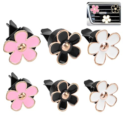 YUPZAR Diffusori Profumo per Auto Clip – Set da 6 Pezzi con 3 Ricariche di Aromaterapia – Deodoranti per Auto a Forma di Fiore – Decorazione Profumata per Bocchette Aria