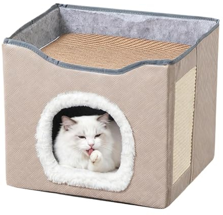 Générique Caverne pour Chat,Semi-Fermé Lavable - Couchages pour Chats D'Intérieur,pour Petits, Moyens, Grands Et Chatons, Jardin, Cour, Grange, Porche, Balcon