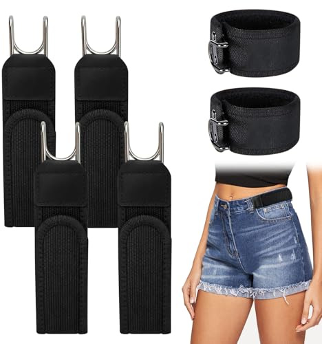 4 Pezzi Cintura elastica tattica con gancio in metallo, Gancio for cintura senza fibbia, Cintura laterale, Metal hook tactical elastic belt, Comoda E Regolabile Per Lavoro, Viaggio E Abbigliamento