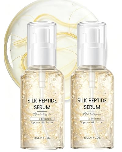 Ampolla de elevación intensiva con péptidos de seda - Suero profundo de colágeno y péptidos de cobre para el rostro - Cuidado de la piel reafirmante, suavizante e hidratante instantáneo (2PCS)