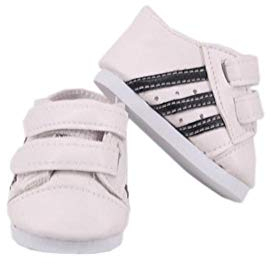 Aeromdale Puppenschuhe Gestreifte Sneakers Casual Lazy Schuhe für 18 Zoll American Doll Girls 43cm Puppe - Weiß - 1 Paar