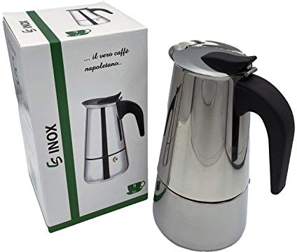 Casal Sud Moka Caffettiera in Acciao Inossidabile, Adatta all'Induzione, Argento (9 Tazze)