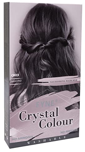 FYNE Crystal Colour - Semi Permanent Hair Colour (Grey (Dark) - Diamond) | Semi Permanent hair dye | Nice and Easy hair dye for Women | Built-in conditioner formula, healthier shiny hair
