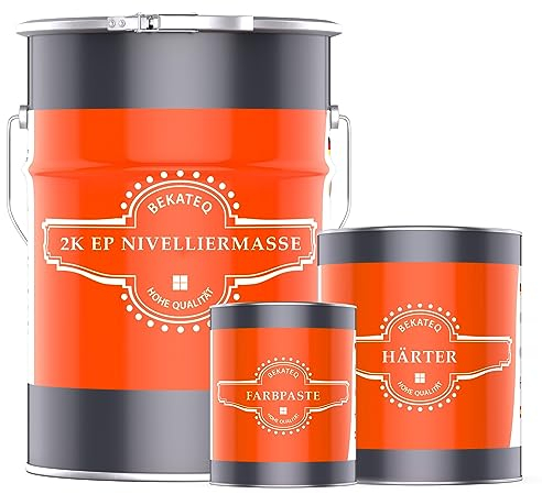 Bekateq epoxiharts utjämningsmedel telegrå 2,5 kg – kompenserar golvet med epoxinivelleringsmassa, spackel – epoxiharts golv utjämningsmassa: UV-optimerad, ventilerad, luktfri BK-205EP