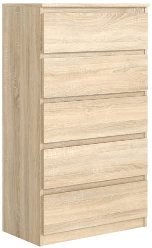 meble masztalerz Cassettiera Camera da Letto con 5 Cassetti - Credenza Soggiorno - Moderna Comò - Cassettiera Alta - Mobiletto con Cassetti - Sonoma 70 x 39 x 124,5 cm