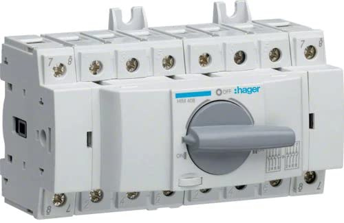 Hager HIM408 - Lastumschalter 4polig 80A für Hutschiene/Montageplatte