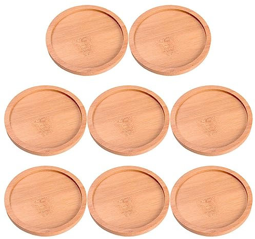 YARNOW 8stücke Runder Bambus-untersetzer Für Pflanzen Wasserabweisend Langlebig Für Innenräume Und Bonsai Schützt Oberflächen Vor Wasser Und Erde Perfektes Zubehör Für