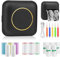 GuKKK Mini Drucker, Mobiler Fotodrucker, Tragbarer Mini Fotodrucker, Wireless Fotodrucker Thermodrucker, mit 13 Rollen Druckerpapie und 5 Buntstifte, Smartphone Bluetooth Drucker, für Liste, Journal
