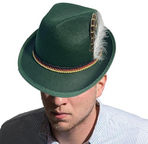 Holdes Oktoberfest Trachtenhüte, Oktoberfesthut, Bayerischer Hut Mit Feder, Herren Alpenhut, Einheitsgröße, Ideal Als Kostümzubehör, Vlies Alpenhüte Für Halloween, Bühnenshow