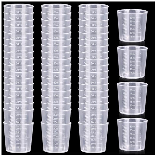 60 Pcs Plastic Measuring Cups, 30ml Resin Mixing Cups | Epoxy Mixing Cup, Paint Measuring Cup for Resin, Plastic Beakers Epoxy