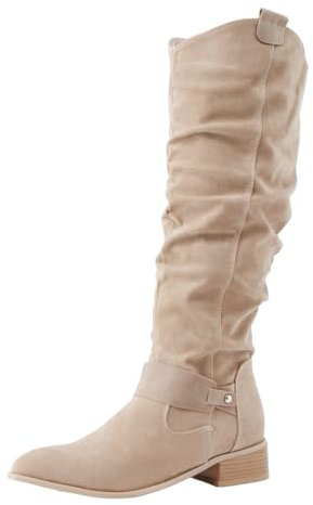 Stivali vintage in pelle scamosciata da donna Generic, Light Brown, 40 EU, Al ginocchio, Stivali classici, Donna, Comfort, Passeggiate all'aperto, Tempo libero