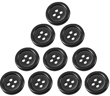 10 Stück Knöpfe Schwarze - 30 mm Harz Knebelknöpfe 4 Löcher rund Knöpfen zum Basteln Hemdknöpfe mit Aufbewahrungsbox für Deko DIY Handwerk und Kleidernähen