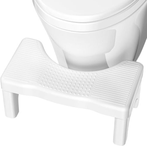 Chiluxendo Toilettenhocker(Weiß), Klo Wc Hocker Tritthocker Klohocker Füße, Erwachsene Badezimmer Toiletten Hockhocker Toilette, Hockende Fußhocker Schemel Toilet Stool Toiletten-Fußhocker