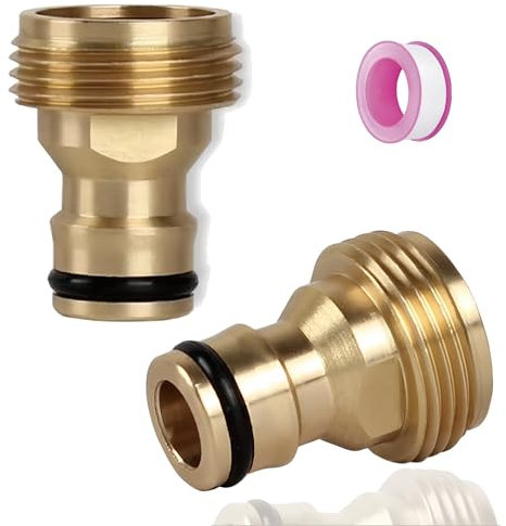 3/4 inch Male Hose Tap Connector, Water Pipe Fitting，Garden Tap Connector, 3/4 BSP Male Watering Fittings for Threaded Faucet Adapter 2 Pack