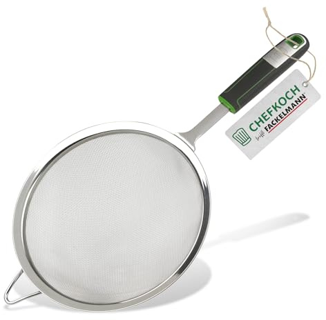 CHEFKOCH sil ø 20 cm – perfekt för sköljning av större mängder (mjöl, socker och co) – rostfritt stål i modernt utseende – ergonomiskt handtag för enkel siktning