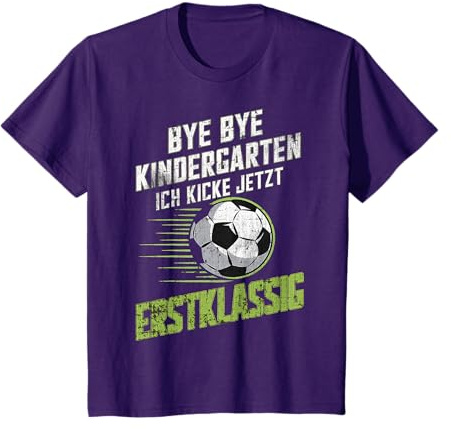 Kinder Bye Kindergarten 2025 Einschulung Schulkind Fußball T-Shirt