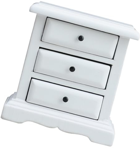Uqezagpa Table de chevet élégante miniature à l'échelle 1/12 avec trois tiroirs fonctionnels pour maisons de poupées, meubles fonctionnels, tiroirs de maisons de poupée
