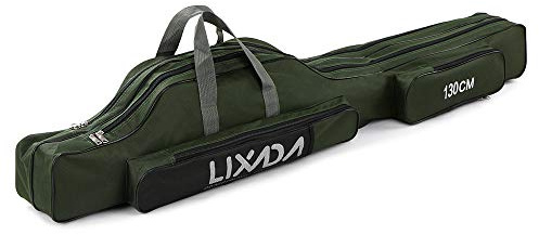 Lixada Fishing Rod Case, Portable Folding Fishing Rod Case Fishing Pole Reel Storage Bag Fishing Gears Organizer