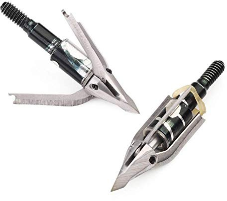 SHARROW 6pcs Puntas de Flecha de Caza 100 Grains Blade Broadhead para Flechas de Carbono Ballesta (3 Cuchillas)