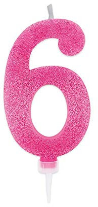 Candeline Numerali glitter vari colori h 15 cm (6, Fucsia)