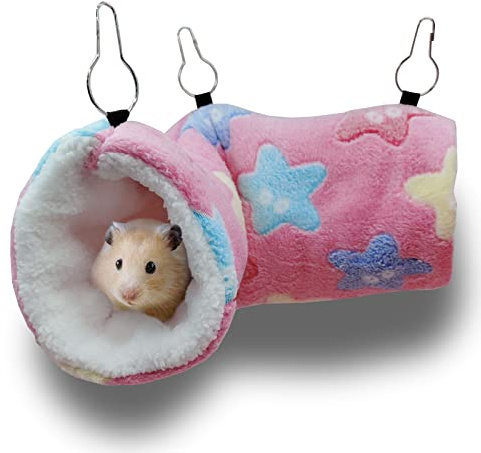 QeeHeng Hamac pour Cochon d'Inde, Furet, Rat, Cochon d'Inde, lit Tunnel à Suspendre pour Animaux de Petite Taille, Hamster, Planeur, Furet, Rose