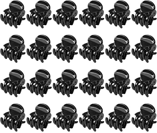 Hanyousheng Pinze Per Capelli, 24 Pezzi Mini Clip, Mollette Forcina Antiscivolo, Adatto Per Ragazze e Donna (Nero）