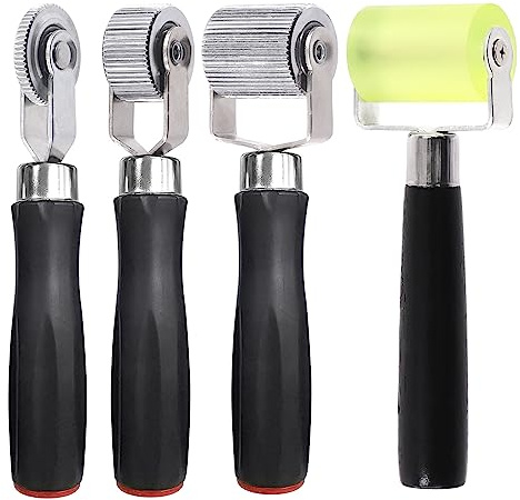 Swpeet 4 st 3 storlekar bil ljud avskrämmande skoterset, 6 mm 20 mm 40 mm metall bil bullerrulle installation verktyg Seam Roller med 66 fötter aluminiumfolie tejp ytbehandling tätningstejp för bil