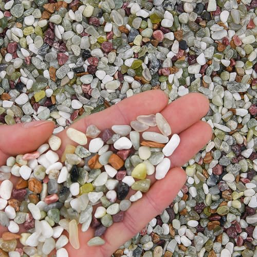 Hisredsun 2.1 lb Decorative Stones,6-9mm Natural Mixed Jade Pebbles