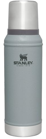 Stanley Classic Legendary Vacuum Bottle 1.0 qt | Wide Mouth with Leakproof Cup Lid | Keep Drinks Hot or Cold | Packable for Travel | Insulated Stainless Steel Thermos | BPA-Free | Hammertone Silver