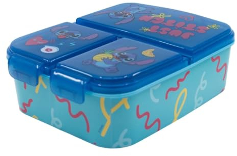 My sweety pop - Boîte à goûter - Lunch box - Pour enfant - Crèche - Maternelle - Ecole - Vacances - Repas – 19.5 cm - Idée Cadeau – 3 compartiments - Stitch - pour fille - Sans BPA