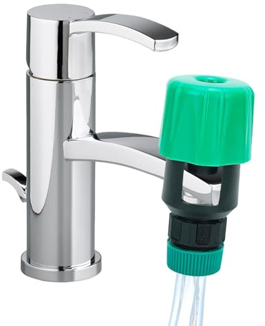 iwiio Kitchen Tap Hose Connector, Garden Hose Pipe Connector, Tap Adapter for Hose Pipe, Kitchen Sink Indoor Outdoor Tap, Green, Rustic Matte