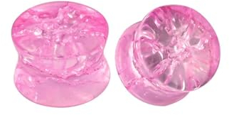 Set di 2 piercing per orecchio, in vetro, orecchio+tunnel, con motivo Flesh Tunnel, 6mm, Vetro, Senza Gemstone