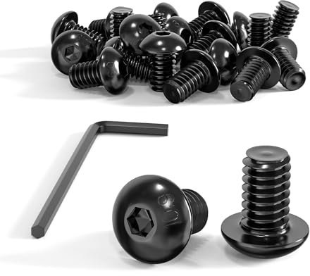 ORTAVA 20 Viti a Testa Bombata M5 x 8, ISO 7380, Testa Piatta, Esagono Incassato in Acciaio Al Carbonio, Filettatura Completa Con Chiavi a Esagono Incassato