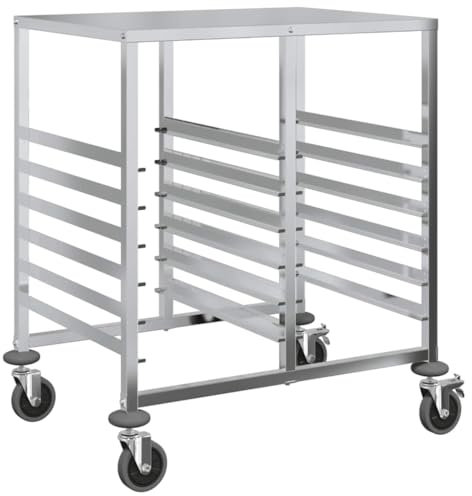 vidaXL Chariot à plateaux 12 bacs GN 75x55x87 cm acier inoxydable, support à plateaux, chariot de boulangerie, support à moules à petits pains