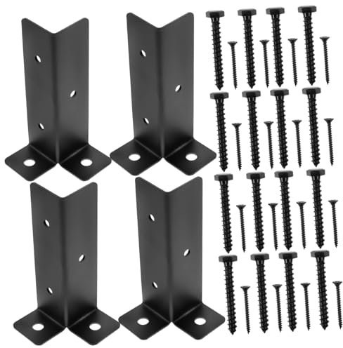 NULYLU 1set Heavy Duty Mailbox Post Protector Base Metal Deck Railing Support for Secure Installation Construction Texture Easy to Install and