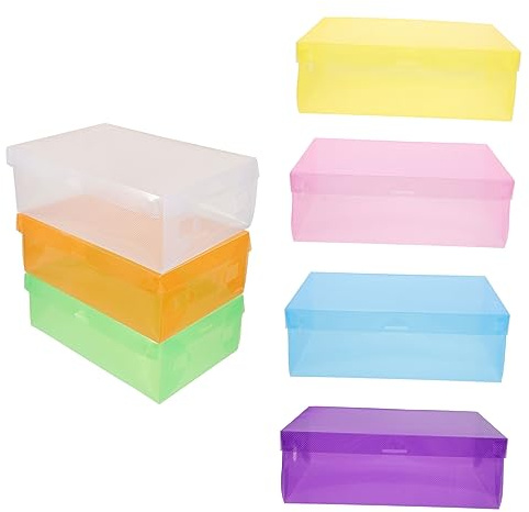Alipis Set Di 7 Scatole Portascarpe in Plastica Colorata Impilabili Con Coperchi Organizer Per Riporre Le Scarpe Per Letto Armadio E Altro Ancora