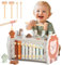 Jouet Bebe 1 an - Jeux Montessori 1 an 4 en 1 Jouet Montessori avec Tape-Taupe Xylophone Bebe Pêche et Labyrinthe Numérique Jouets Enfant 1 ans Educatif en Bois Idéal Cadeau Enfant 1 ans Fille Garçon