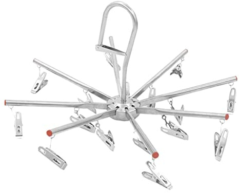 Cabilock 16pcs Foldable Clothes Hanger Clip Non-Slip Hangers for Bedroom Storage Drying Rack Towel Diaper Stainless Steel Rack