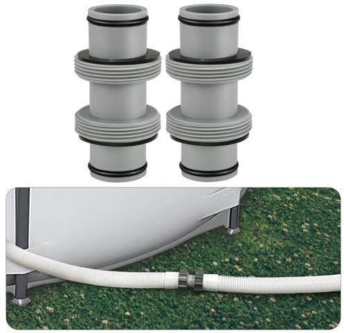 Hippodance 2 Pezzi Raccordo per Tubi Piscina 38 mm, Adattatore Universale per Intex Bestway Coleman, Connettore per Prolunga Tubo Piscina, con Nastro Sigillante e Guarnizioni