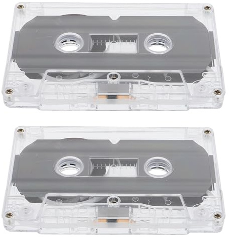 YOSADIER Cassette Audio Vierge 30 Boîtier Transparent pour Enregistrement Rétro, Utilisateur Polyvalent, Style Vintage, Faible Bruit, Usage Éducatif Et Fêtes, Lot De 2 Cassettes Coloris Transparent