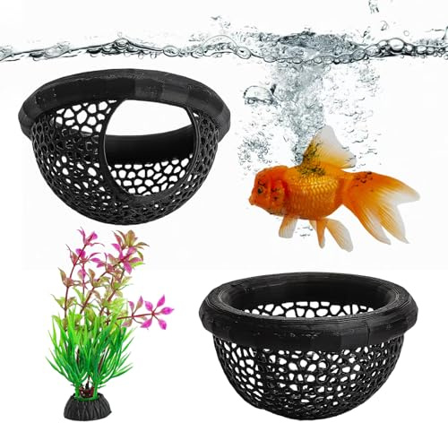 VQBKHO 2 Grottes d'aquarium pour crevettes – Décoration imprimée en 3D avec Plantes abri sûr et Lieu de Repos pour crevettes Poissons Betta et Poissons d'ornement Accessoire Naturel