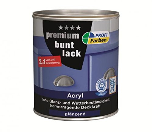 ProfiFarben Premium Buntlack 2in1 Lack und Grundierung Acryl glänzend 0,375 L Farbwahl, Farbe (RAL):RAL 6002 Laubgrün