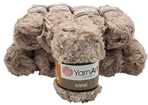 Yarnart Mink 10 x 50 gramm Plüschgarn, Fransengarn, 500 gramm Paket Wolle (Natur 337)
