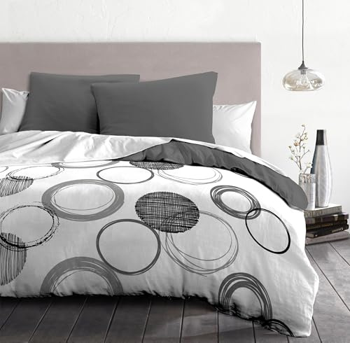 Funda nordica de Microfibra Audace - 1 Funda nordica 220 x 240 cm + 2 Fundas de Almohada 63 x 63 cm - Gris Claro